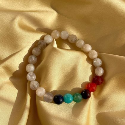 Luxury beaded Seven Chakra bracelet with moonstone