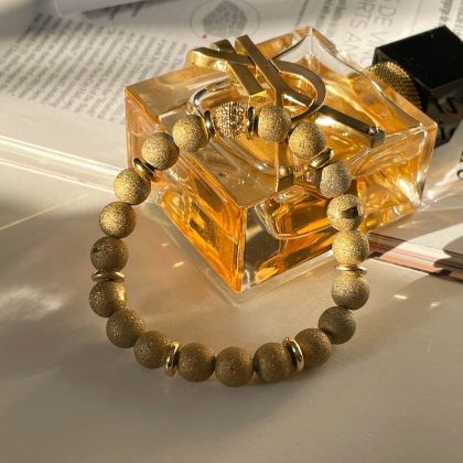Total Gold sparkly beaded bracelet with zircons, gold glittery bracelet for woman, stylish bracelet for girl, luxury gift for her
