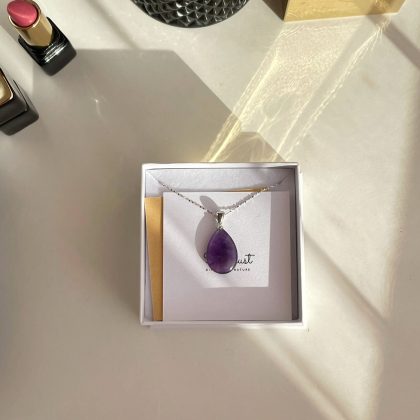 Premium quality Amethyst Pendant with massive silver pendant holder rhodium plated