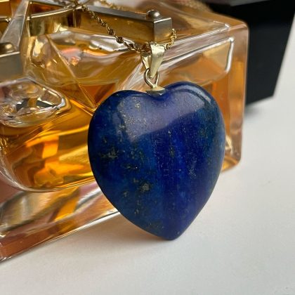 Lapis Lazuli heart pendant, 18k gold filled over stainless steel chain, anniversary gift, blue heart necklace