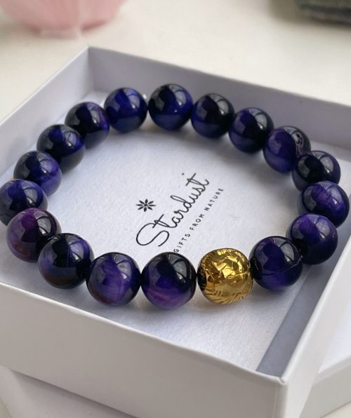 Purple Tiger Eye bracelet with gold bead