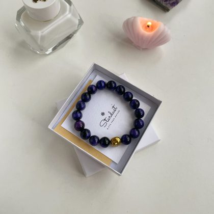 Purple Tiger Eye bracelet with gold bead Stardust gift