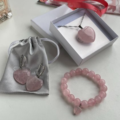 Rose Quartz hearts gift set