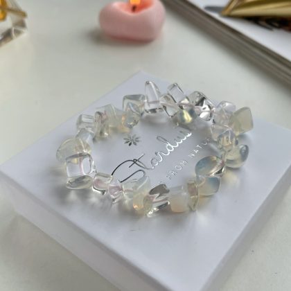 Tumbled OPALITE bracelet for her, iridescent beaded bracelet, gift for woman, natural stone gift for best friend Active