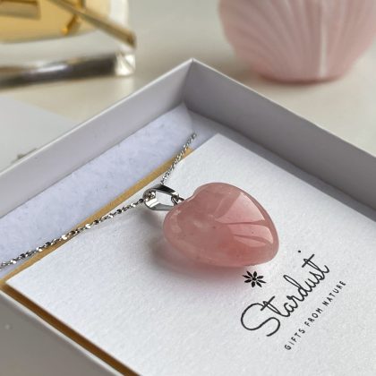 Small rose quartz heart necklace Stardust