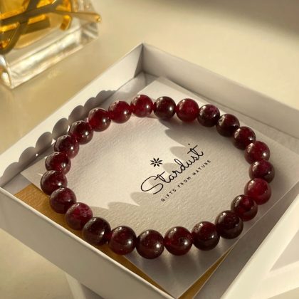 Natural dark red Garnet bracelet 8mm, Premium quality garnet jewelry, luxury gift for women
