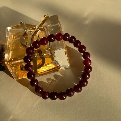 Natural dark red Garnet bracelet 8mm, Premium quality garnet jewelry, luxury gift for women