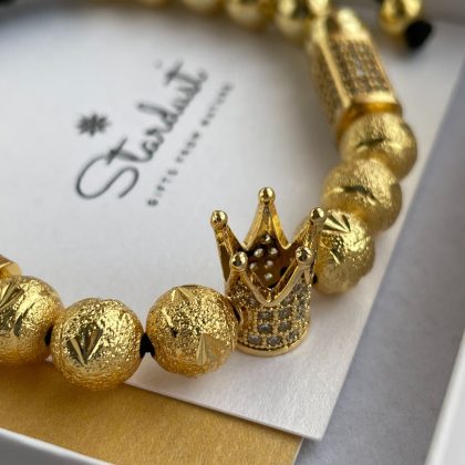 Gold Crown with zircons bracelet for
