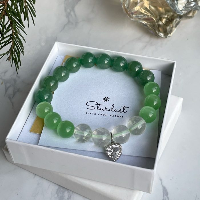 Aventurine and clear quartz bracelet gift