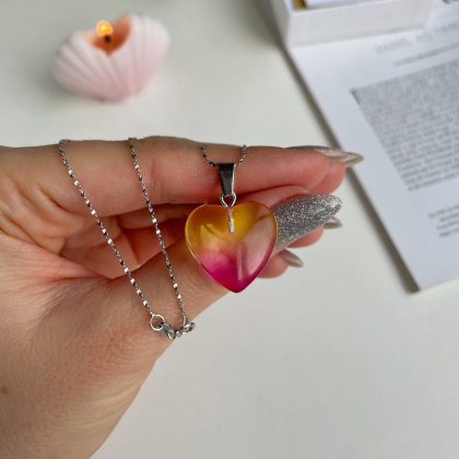 Cute gift for her Glass heart pendant