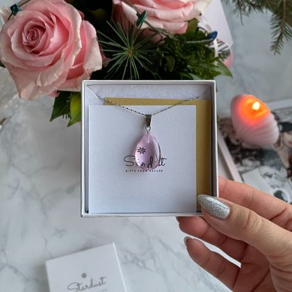 Delicate Pink drop necklace silver