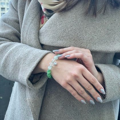 Green gradient bracelet for woman with zircon