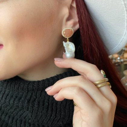 Luxury baroque pearl dangle earrings