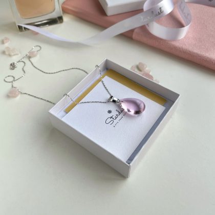 Pink drop pendant silver