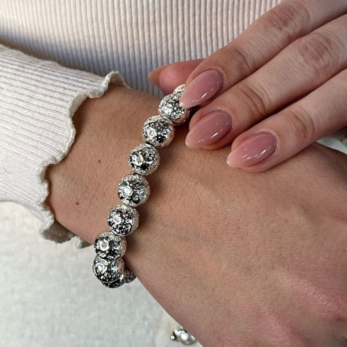 Silver lava stone bracelet for woman