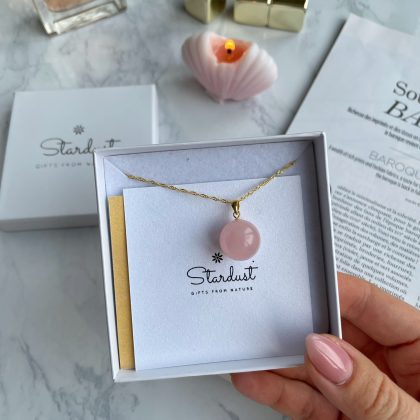 Small Rose Quartz ball pendant delicate gift