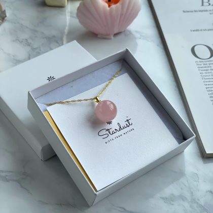 Small Rose Quartz ball pendant gift for woman