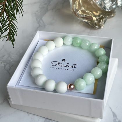 White coral and green jade bracelet