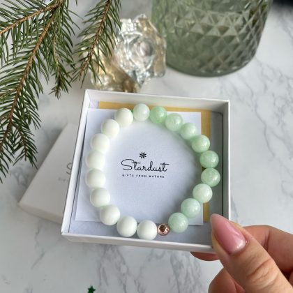 White coral and green jade bracelet gift