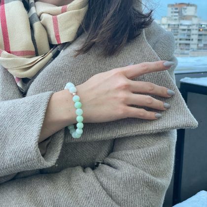 White coral and jade bracelet for her