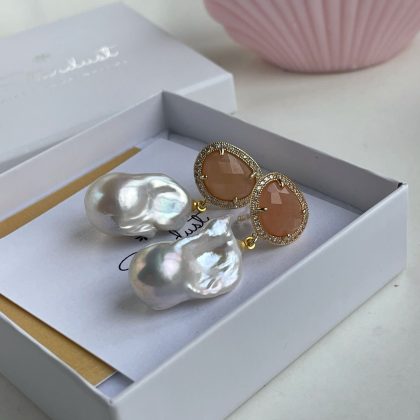 Premium snadstone earrings with pearls Stardust