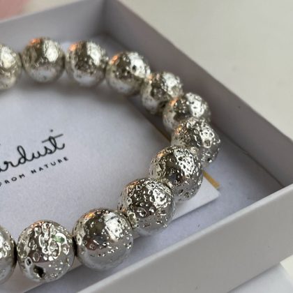 Silver Lava stone bracelet gift for woman