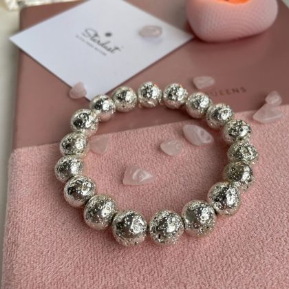 Luxury Silver lava stone bracelet 10mm