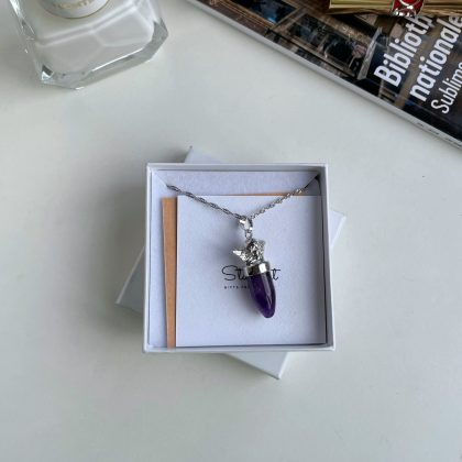 Amethyst angel pendant gift for woman