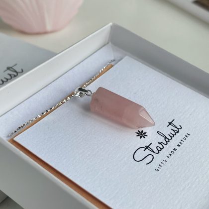 Cute Rose Quartz pencil pendant
