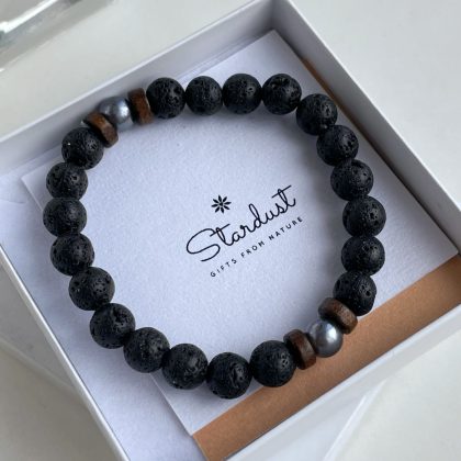 Gift for men stylish bracelet with wooden beads