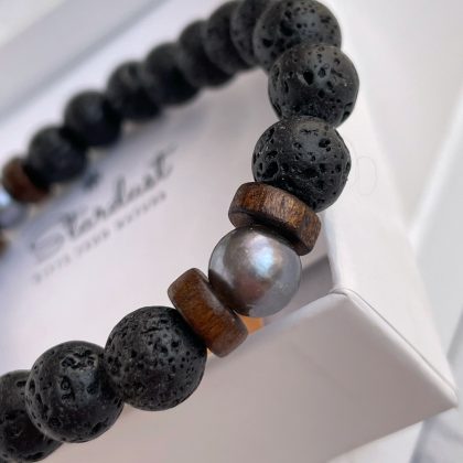 Lava stone bracelet men