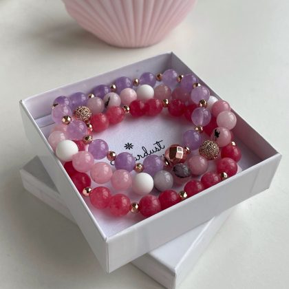 Pink bracelet set for her Stardust