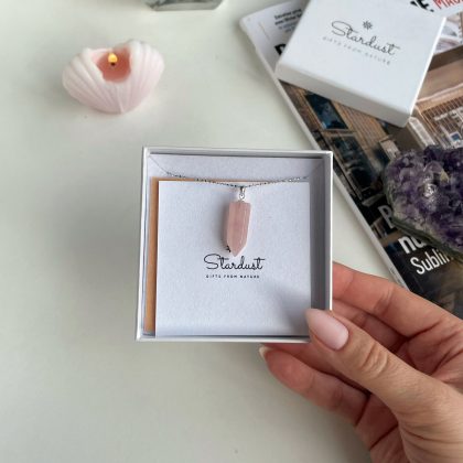 Rose Quartz pencil pendant gift for girl