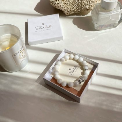 White Agate braclet anniversary gift for girlfriend