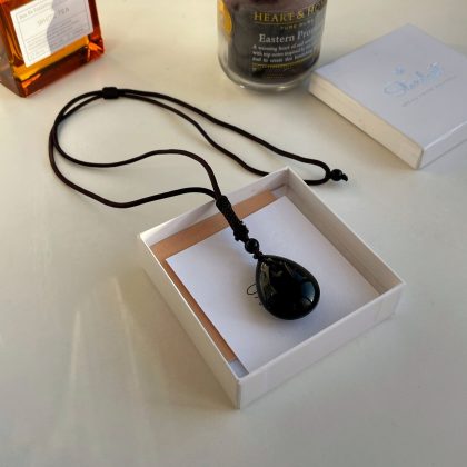 Genuine Obsidian drop pendant gift