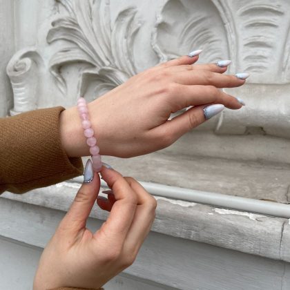 Simple Rose Quartz beaded bracelet gift