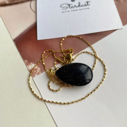 Goldstone drop pendant 18k gold filled stainless steel ‘star’ chain, Energy Healing stone, delicate pendant, gift for girlfriend