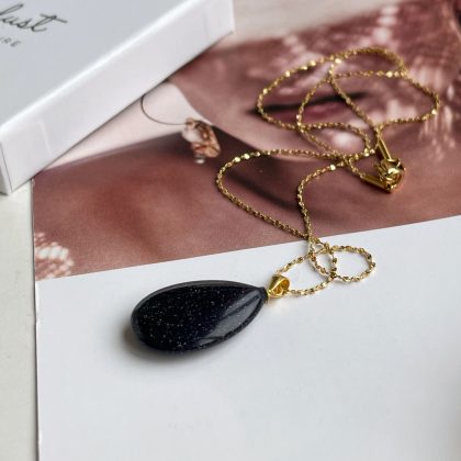 Goldstone drop pendant 18k gold filled stainless steel ‘star’ chain, Energy Healing stone, delicate pendant, gift for girlfriend