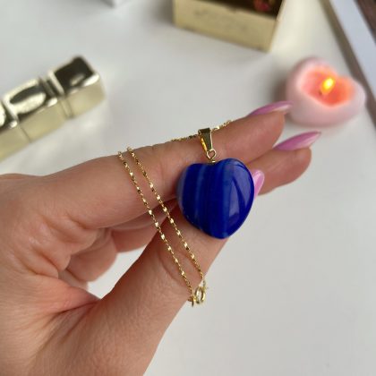 Blue Agate heart pendant premium qualoity jewelry