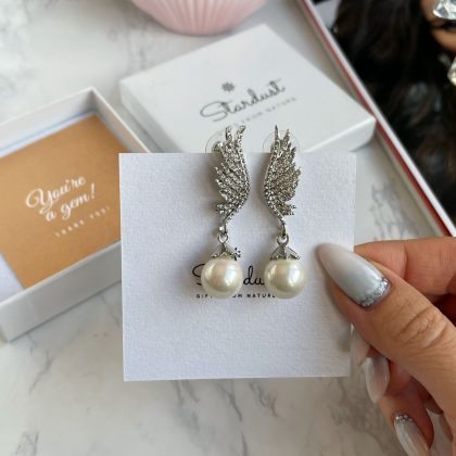 Long pearl Angel earrings