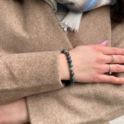 Moss Agate beaded bracelet natural gift