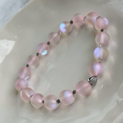 Pink mermaid glass bracelet