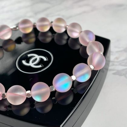 Pink mermaid glass bracelet for girl