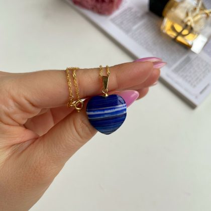 Royal Blue Agate heart pendant for woman