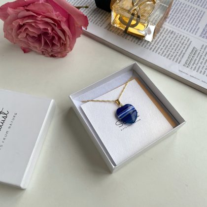 Royal Blue Agate heart pendant gift
