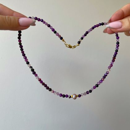 Purple Agate choker for woman handmade gifts