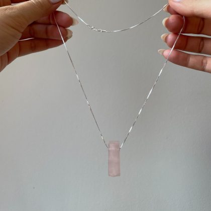 Rose Quartz bar pendant crystal jewelry