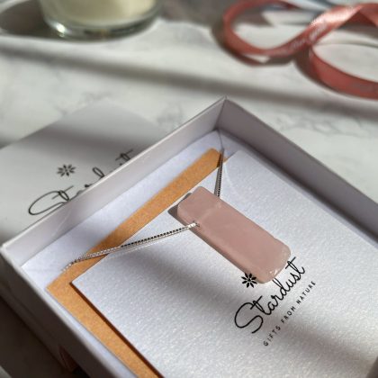 Rose Quartz bar pendant gift for woman