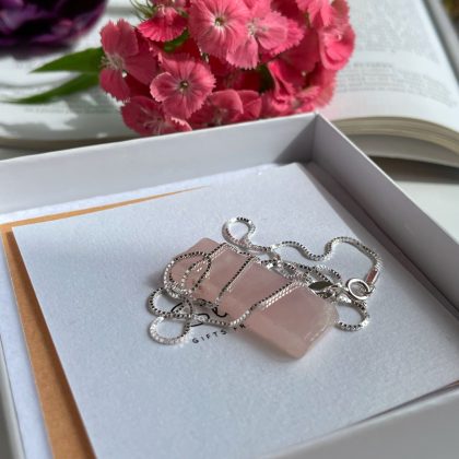 Rose Quartz crystal pendant birthday gift for her
