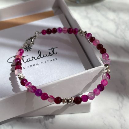Elegant Pink agate bracelet Stardust
